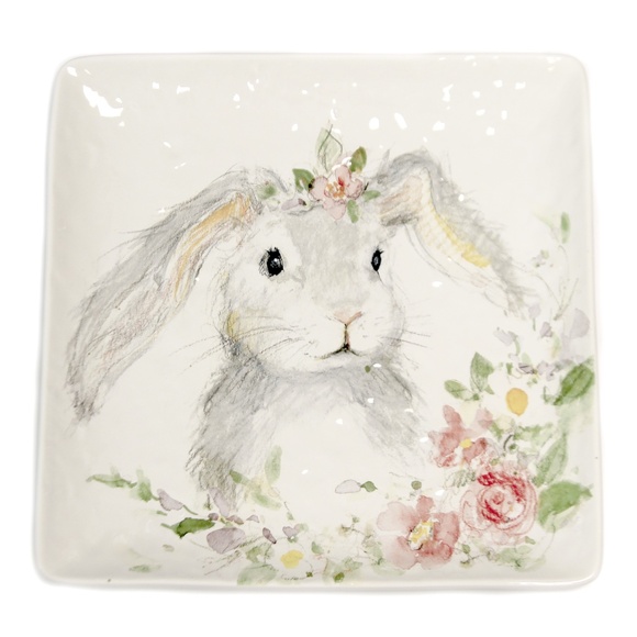 Certified International Sweet Bunny 12" Square Serving Platter NWT - Picture 1 of 1